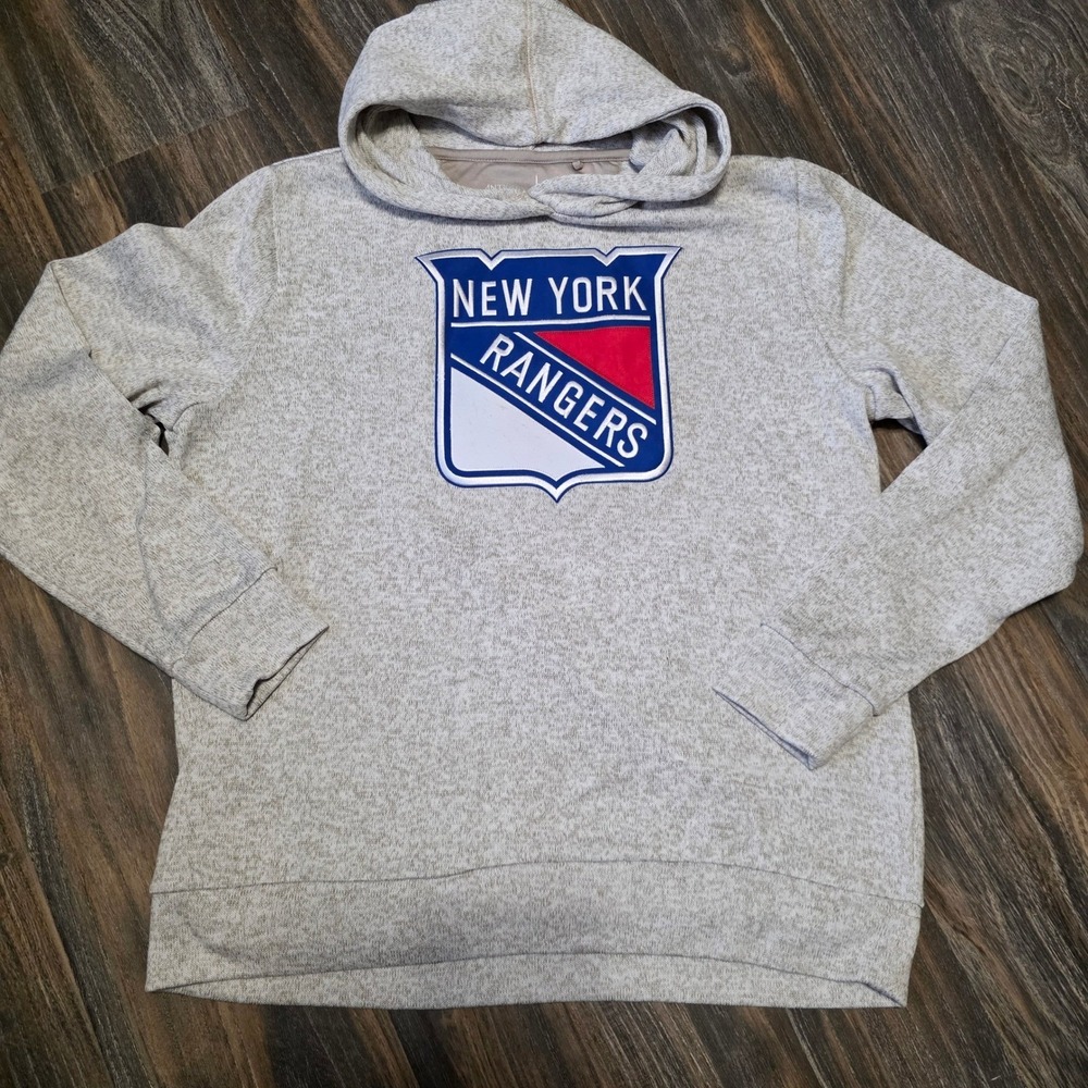 Antigua New York Rangers Heather Gray Pullover Hoodie Sweatshirt‎ Men's L
